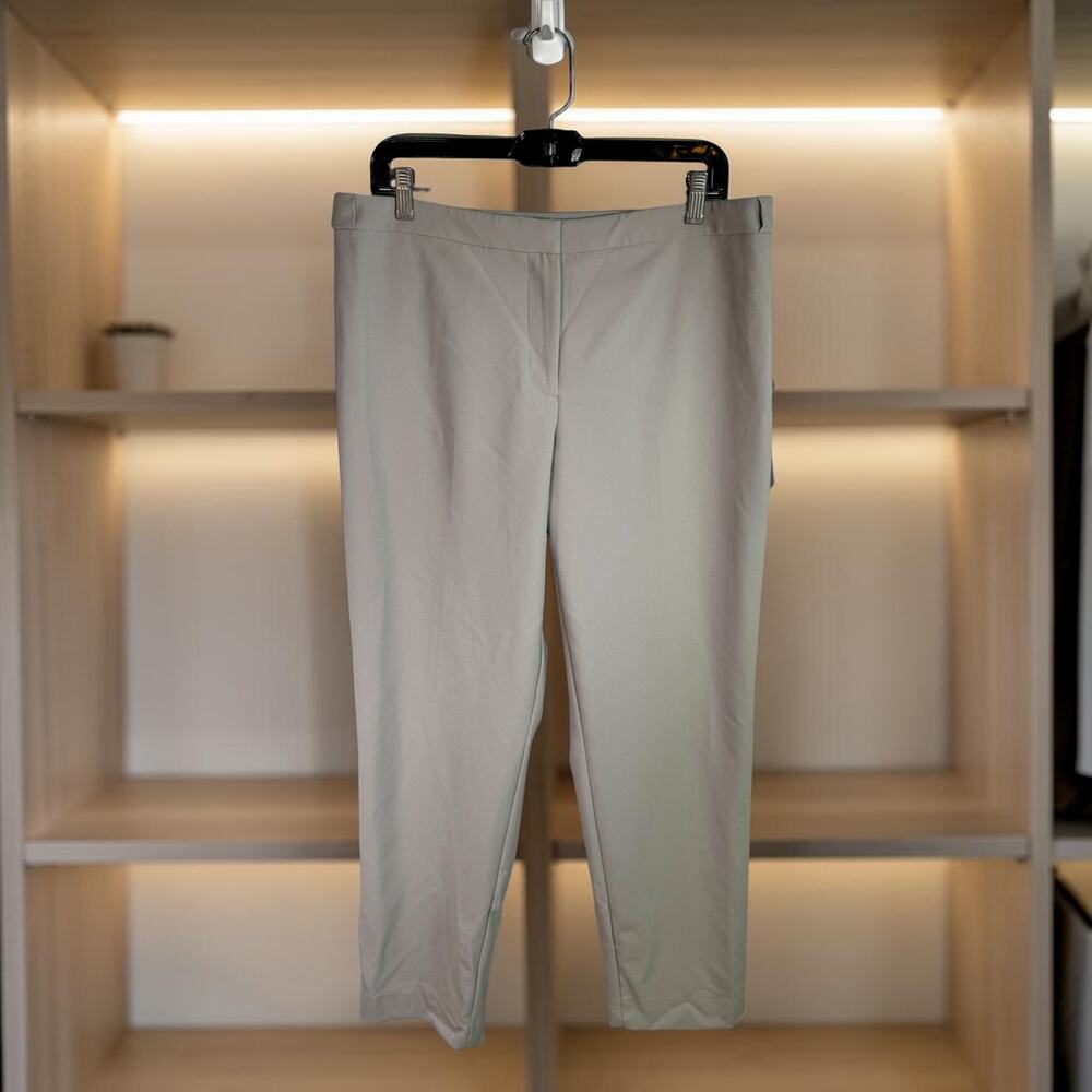 Calvin Klein Women's 14 Gray Ash Suit Pants Straight Leg Pleat Stretch NWT